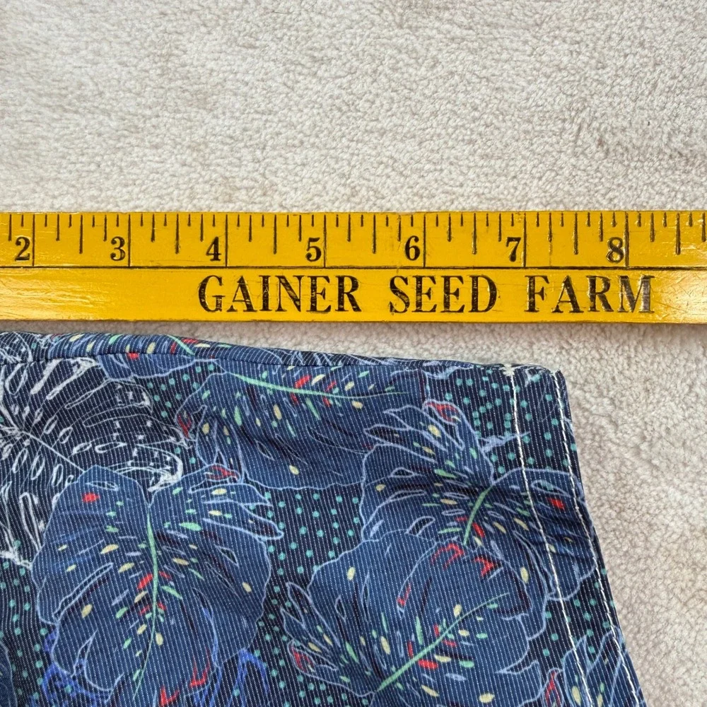 Johnnie-O Mens XL Swim Trunks Navy‎ Blue Tropical Monstera Leaf Board Shorts 7